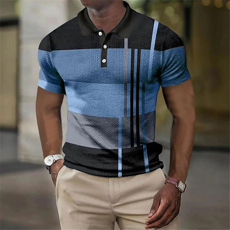 Summer Fashion Men's Polo Shirt Fashion Casual Men's Short Sleeve 3D Printing Button Golf Sweatshirt